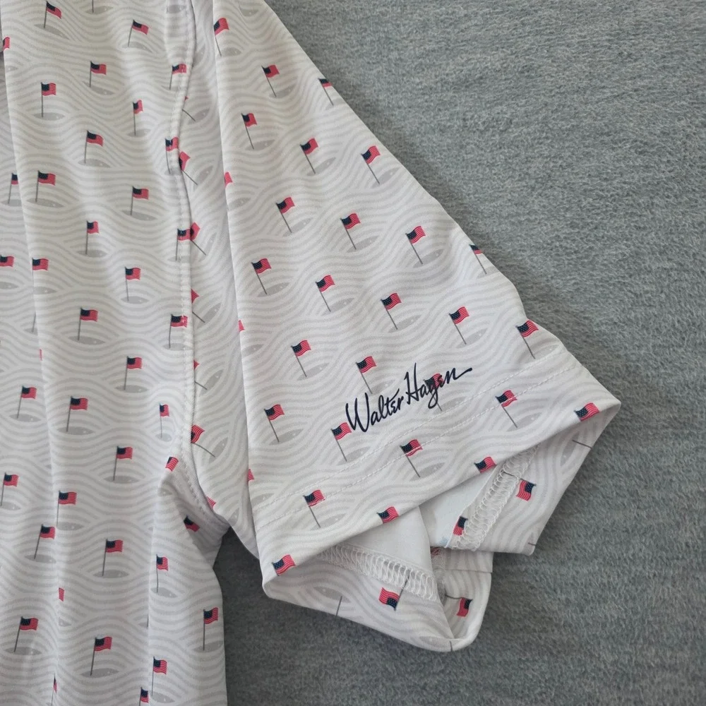 Walter Hagen Mens Performance 11 American Flag Golf Pin Polo Shirt White Size M - Picture 6 of 9